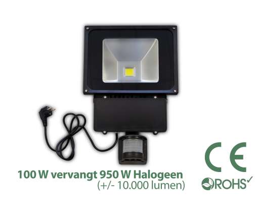 Led Bouwlamp 100 watt met beweginssensor