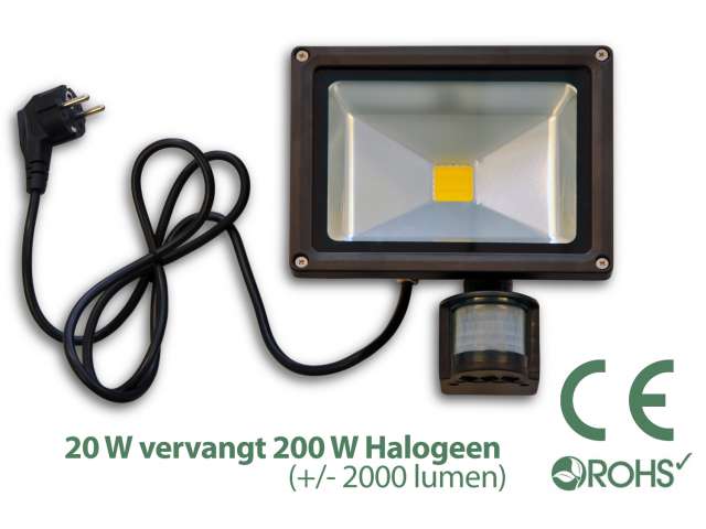 T Gek reguleren Led Bouwlamp met bewegingssensor 20 watt - Light by leds